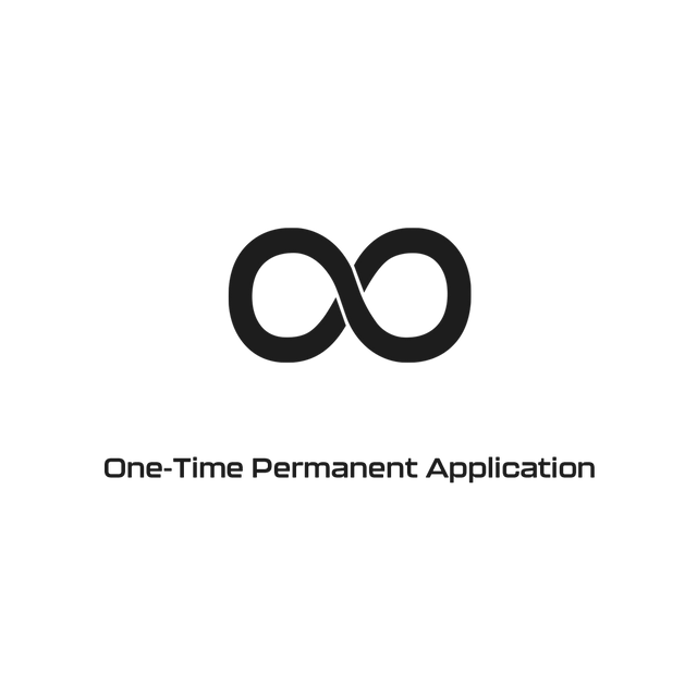 One-time permanent application logo - black